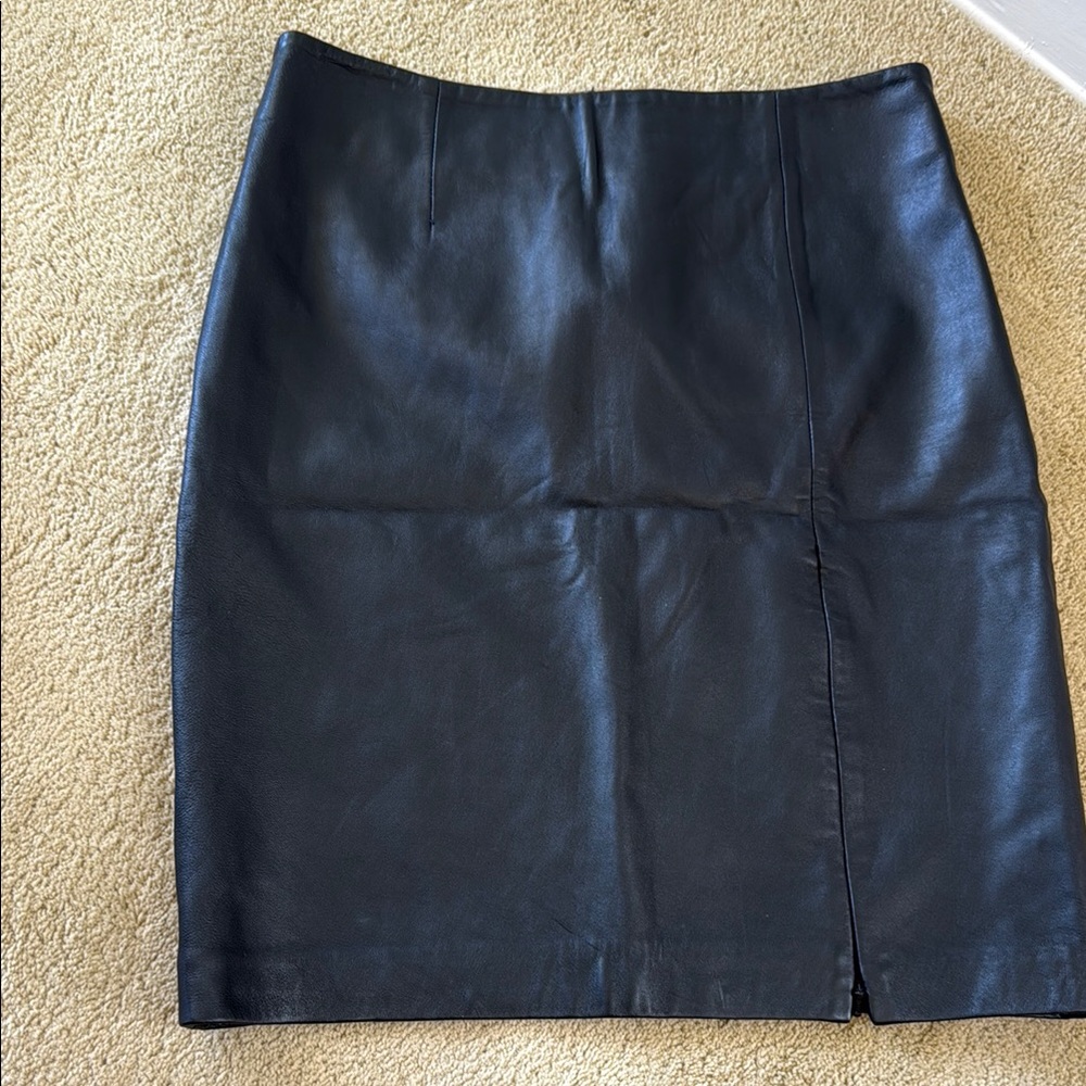 Express Black Leather Pencil Skirt